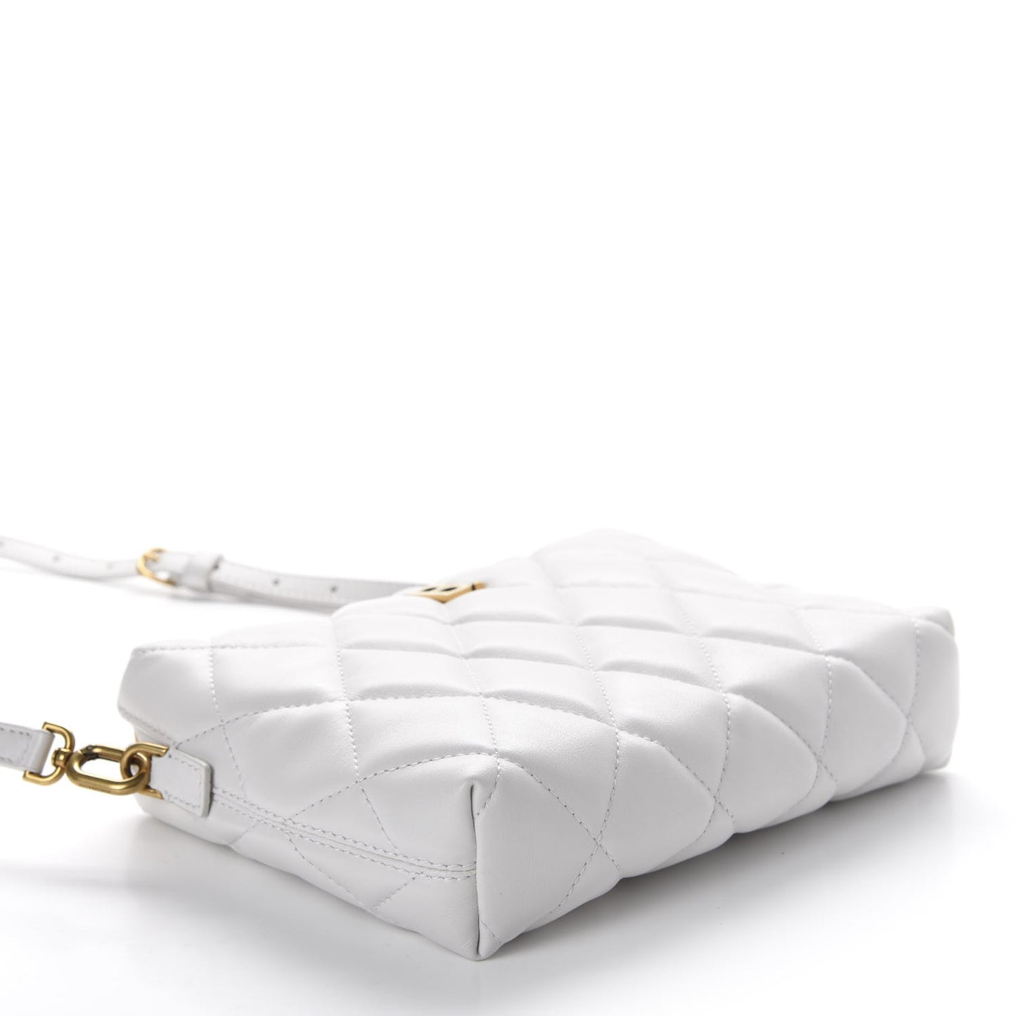 Nappa Calfskin Quilted Touch B Camera Shoulder Bag White