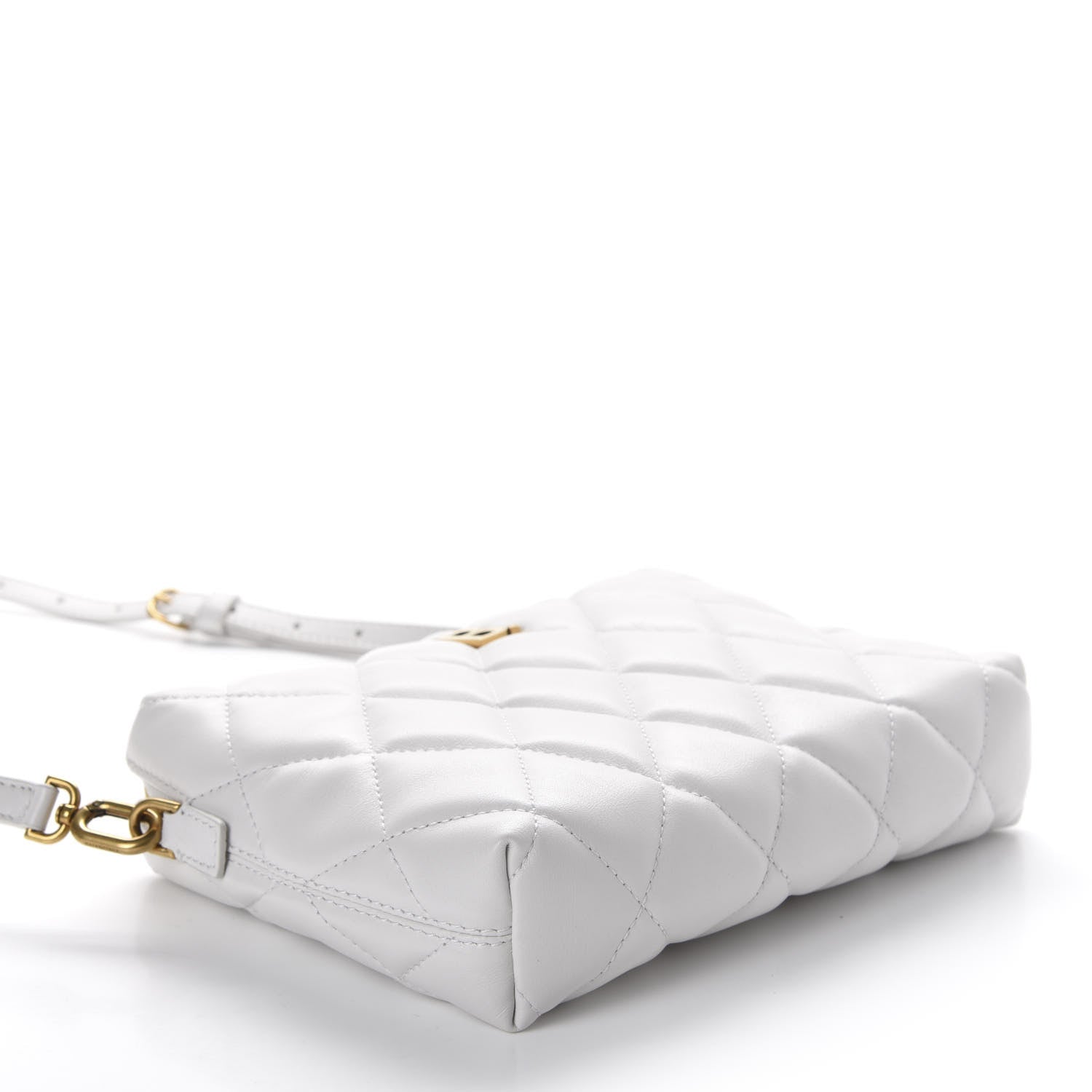 Balenciaga Nappa Calfskin Quilted Touch B Camera Shoulder Bag White 4 of 11