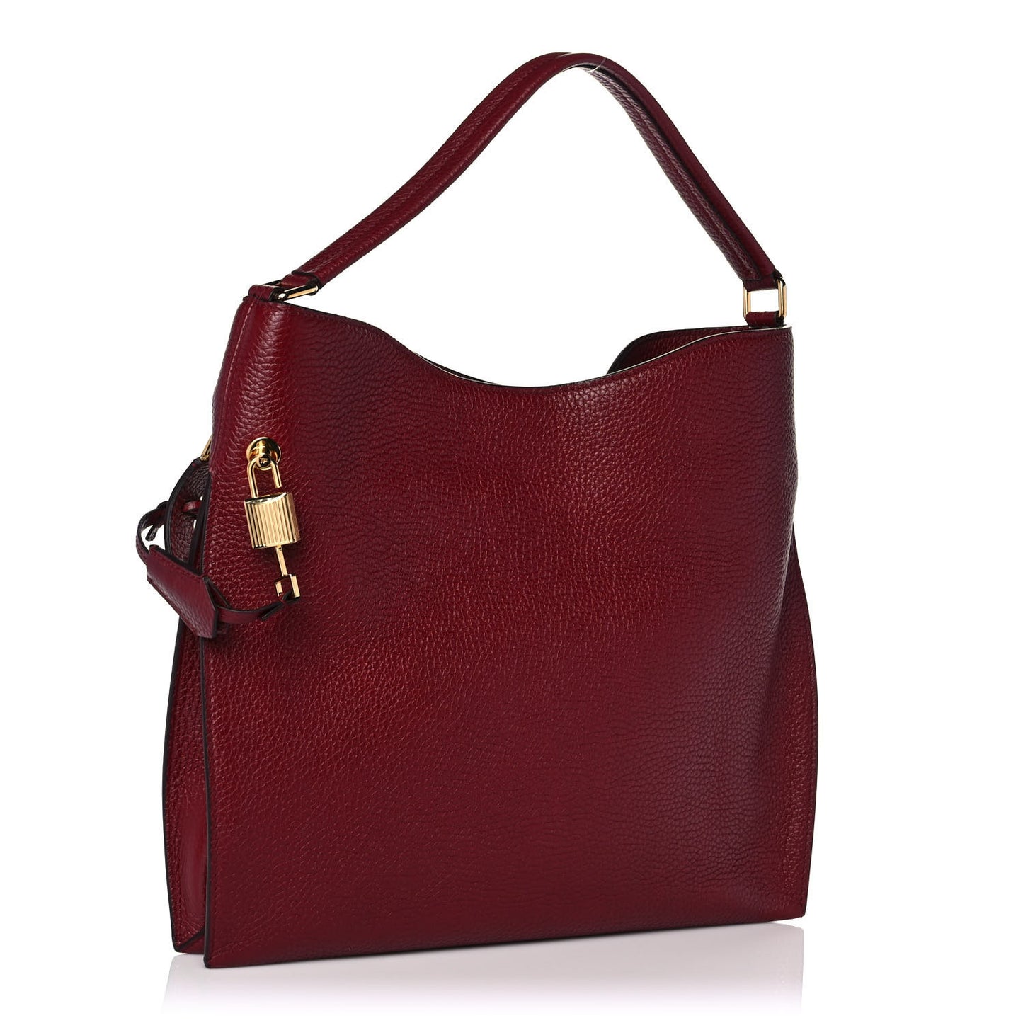Pebbled Calfskin Small Alix Padlock Zip Hobo Bag Cranberry