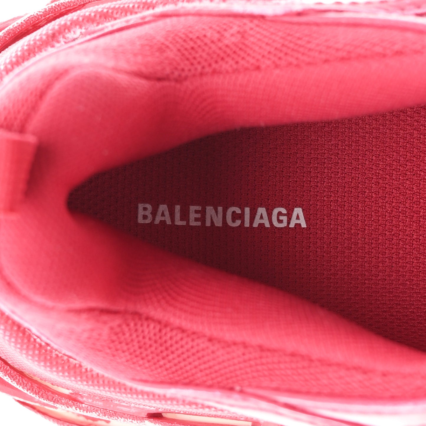 Fabric Mesh Faded Washed Womens Triple S Sneakers 38 Red