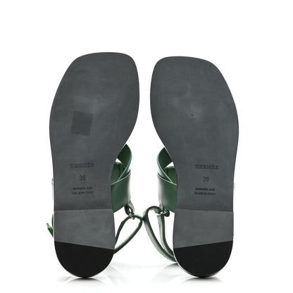 Hermes Calfskin Womens Ines Sandals 36 Vert Lierre 5 of 10