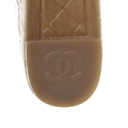 Chanel Woven Fabric Grosgrain CC Espadrilles 38 White Black 10 of 13