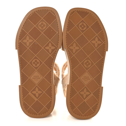 Louis Vuitton Denim Maya Flatform Sandals 37.5 Beige 6 of 10