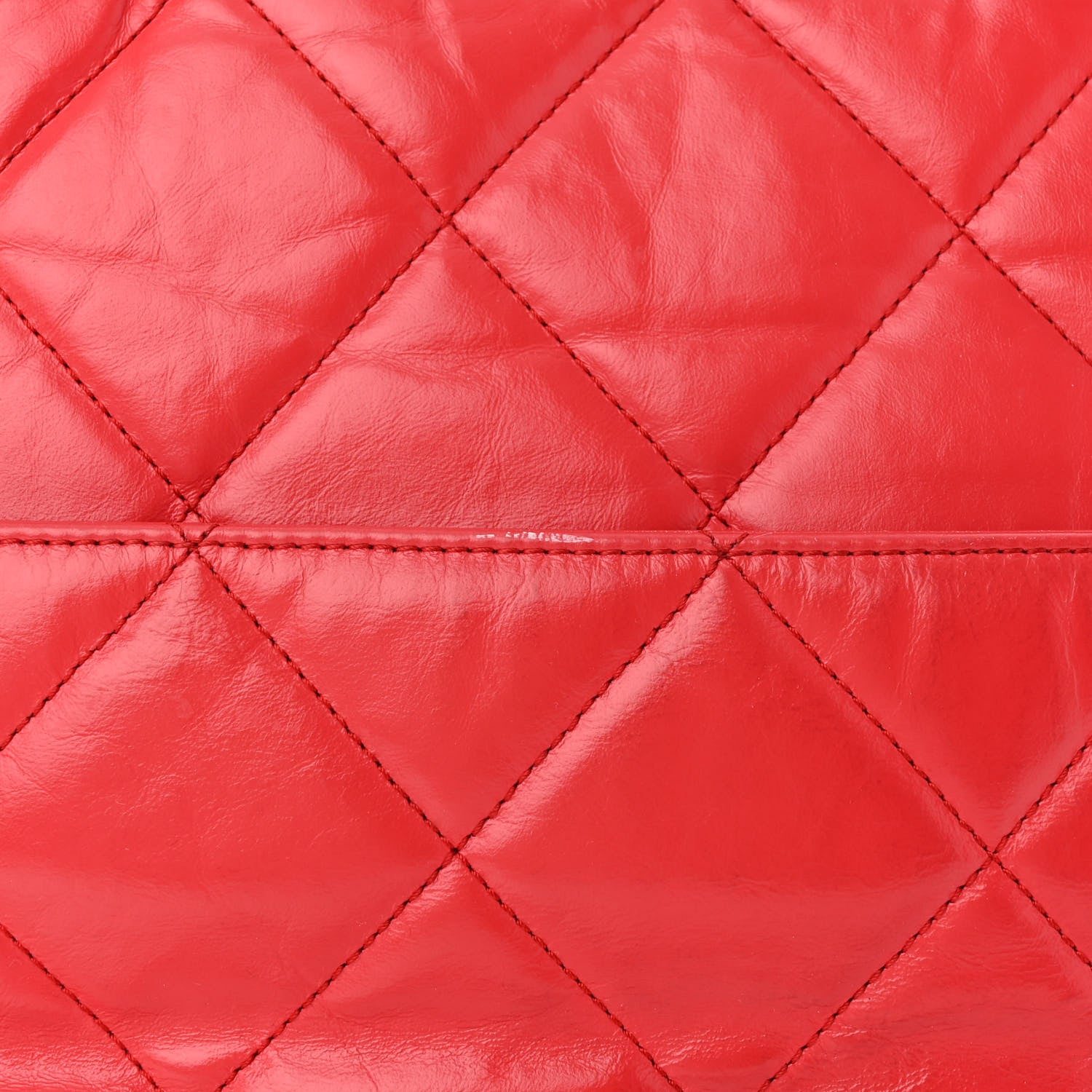Chanel Aged Calfskin Quilted Medium Express Bowling Bag Red 10 of 13