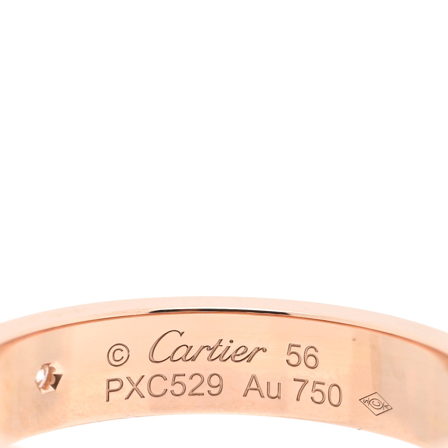 18K Pink Gold Diamond 4mm LOVE Wedding Band Ring 56 7.5