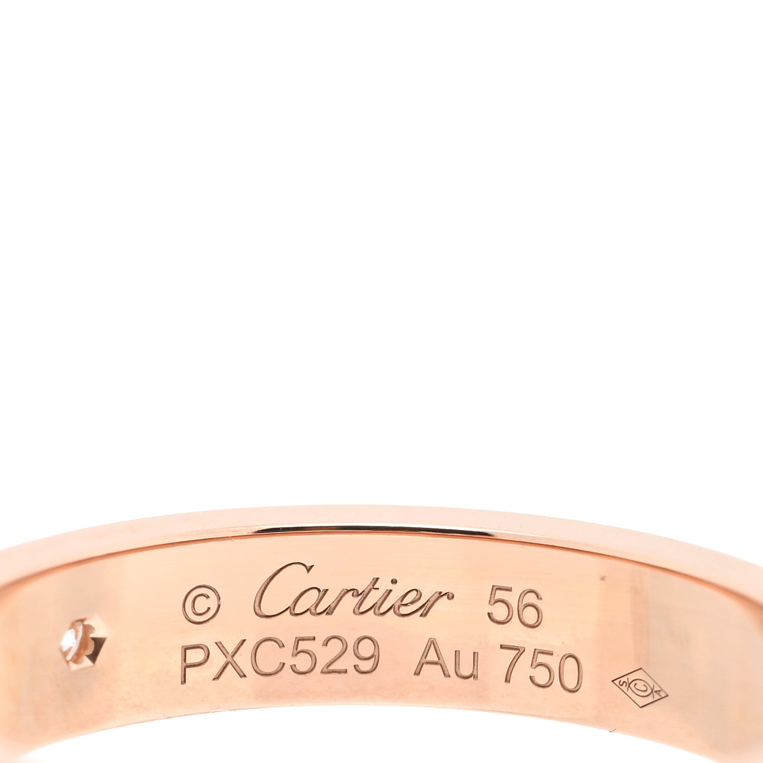 Cartier 18K Pink Gold Diamond 4mm LOVE Wedding Band Ring 56 7.5 4 of 5