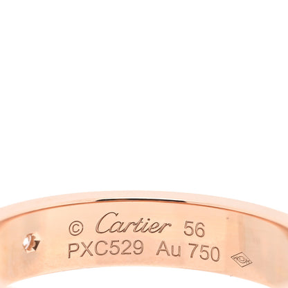 Cartier 18K Pink Gold Diamond 4mm LOVE Wedding Band Ring 56 7.5 4 of 5