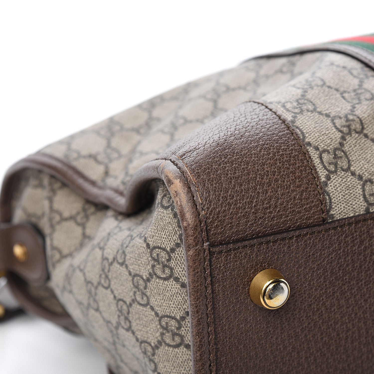 Gucci Soft GG Supreme Monogram Web Medium Duffle Bag Beige New Acero Crop 9 of 14