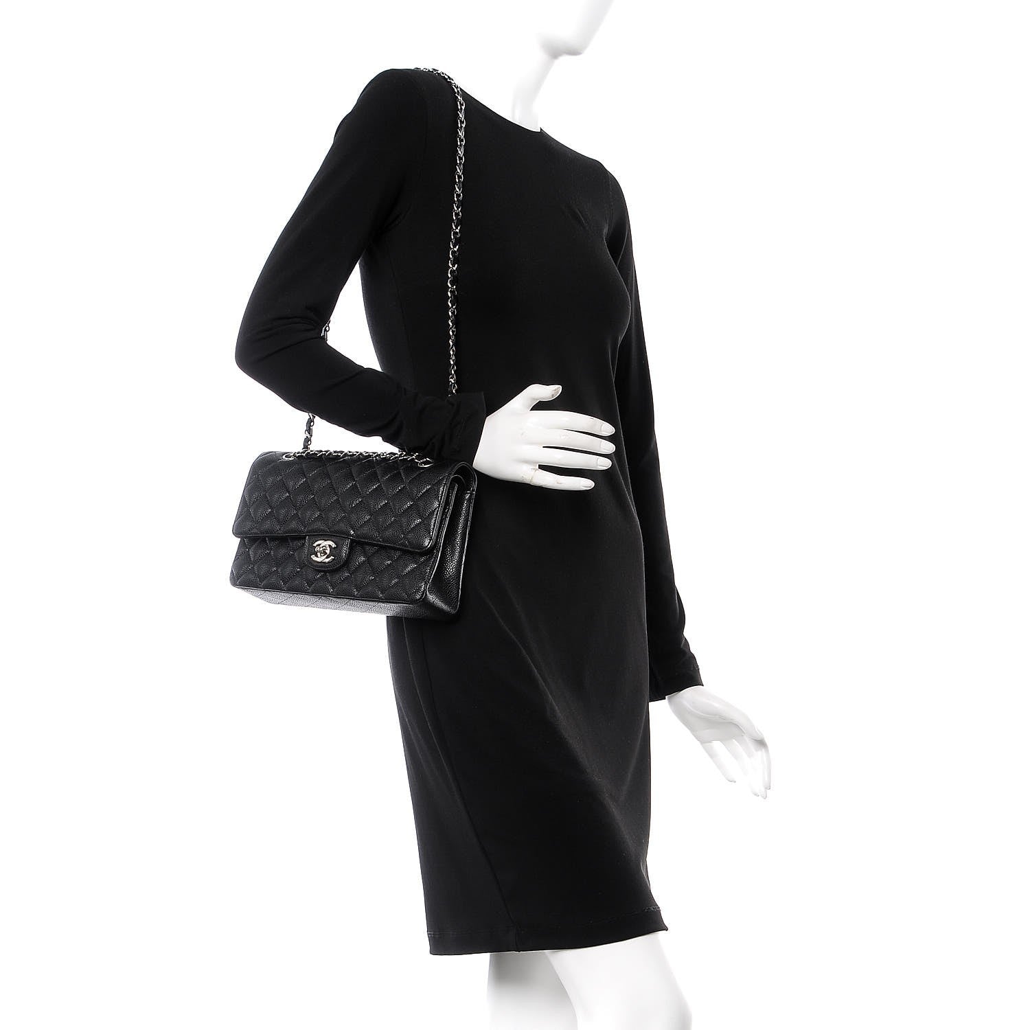 Chanel Caviar Quilted Medium Double Flap Black 2 of 8
