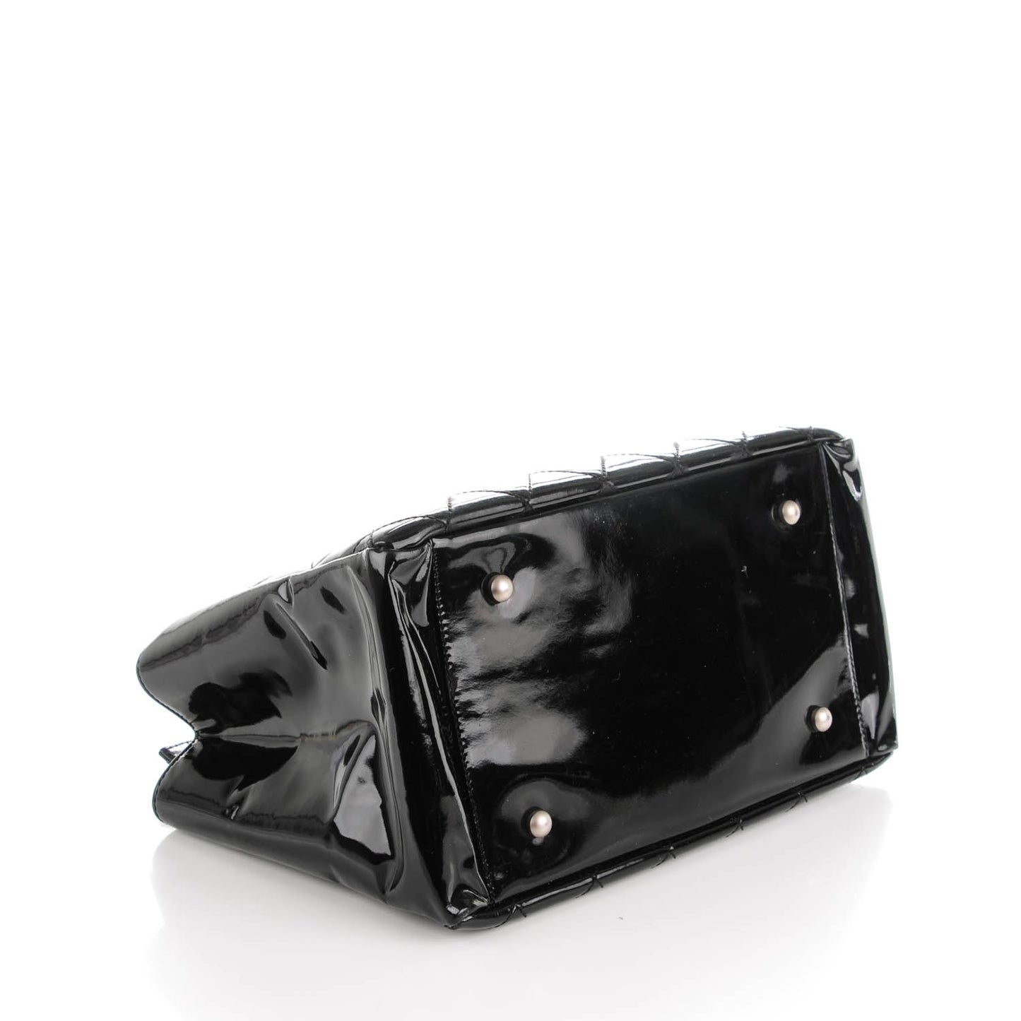 Patent Quilted Petit Timeless Tote PTT Black