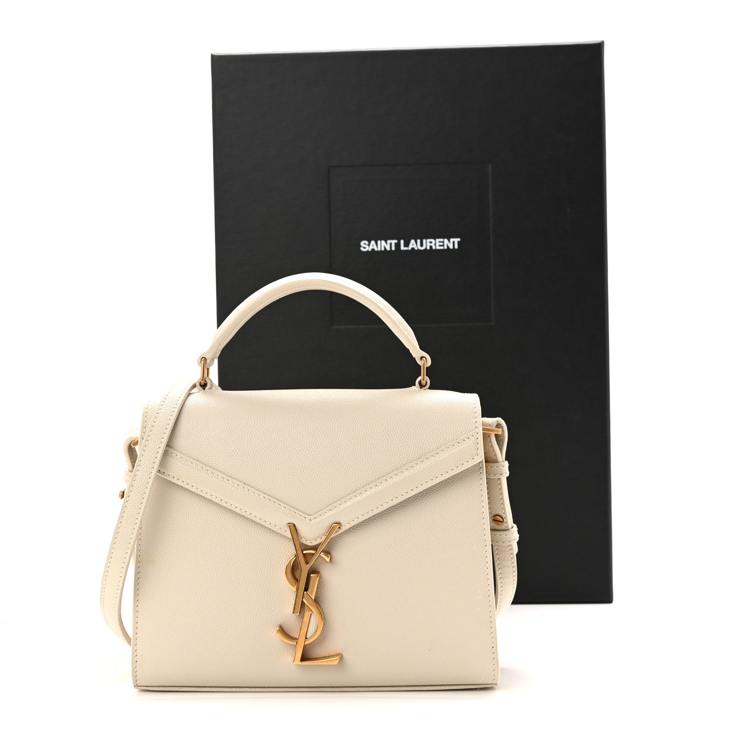 Saint Laurent Grain de Poudre Mini Classic Monogram Cassandra Top Handle Crema Soft 21 of 21