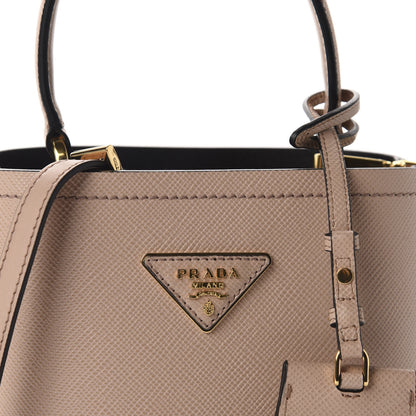Prada Saffiano Cuir Calfskin Small Panier Bucket Bag Cipria Black 9 of 9