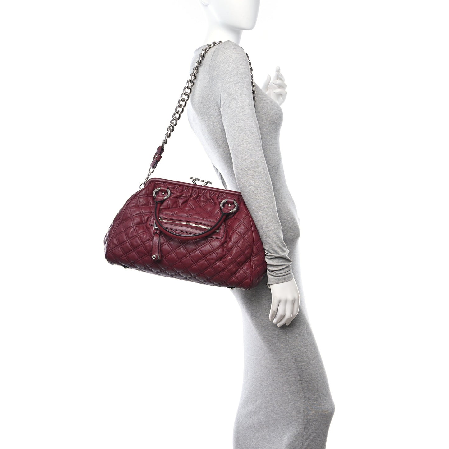 Calfskin Quilted Stam Bag Cherry