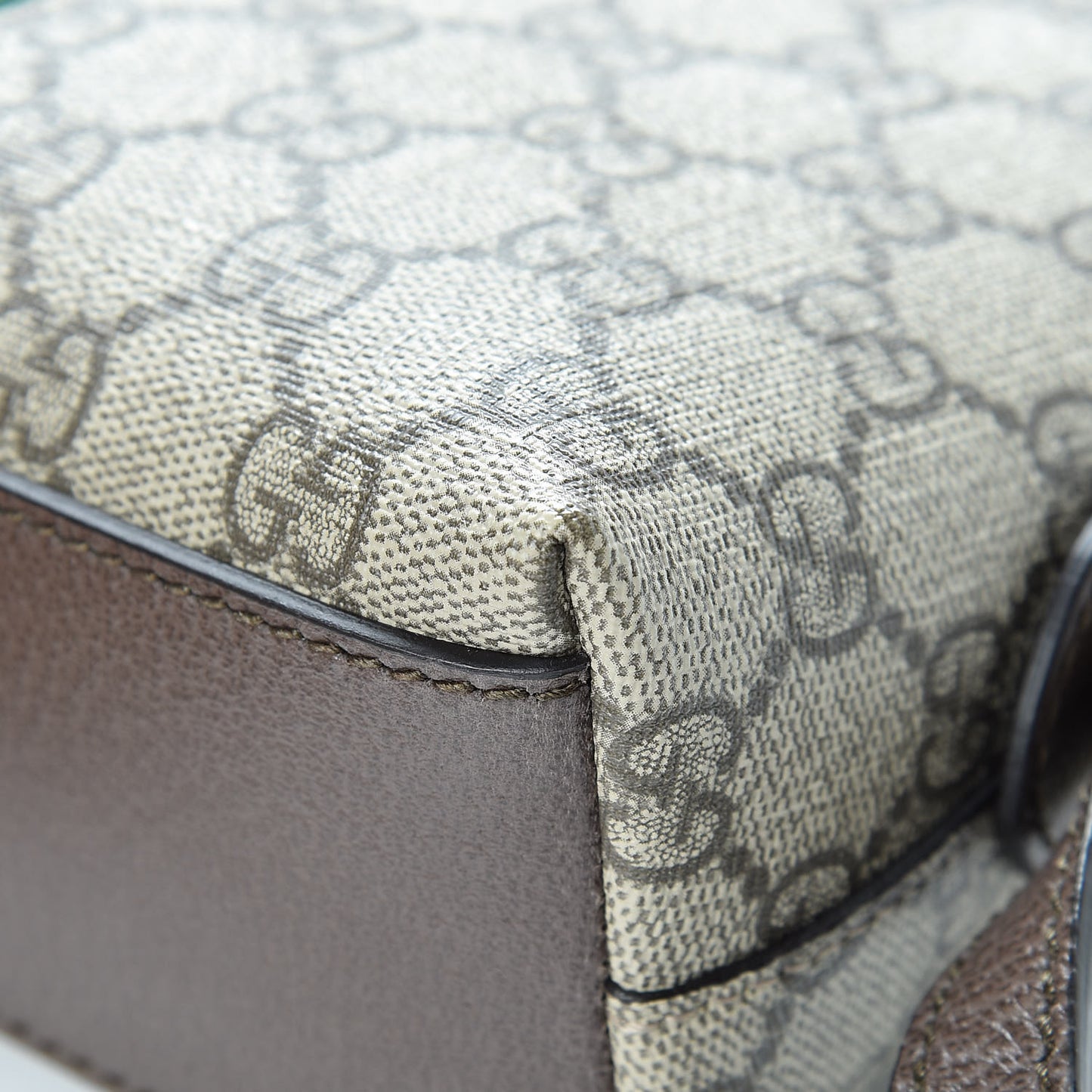 GG Supreme Monogram Textured Dollar Calfskin Web Small Ophidia Dome Shoulder Bag Beige Ebony New Acero