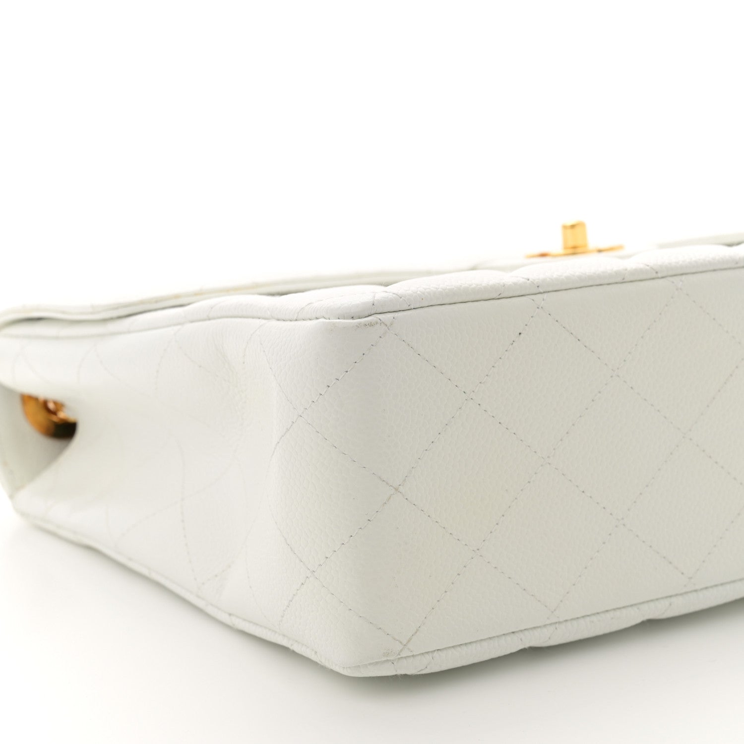 Chanel Caviar Quilted Jumbo Single Flap White 10 of 11