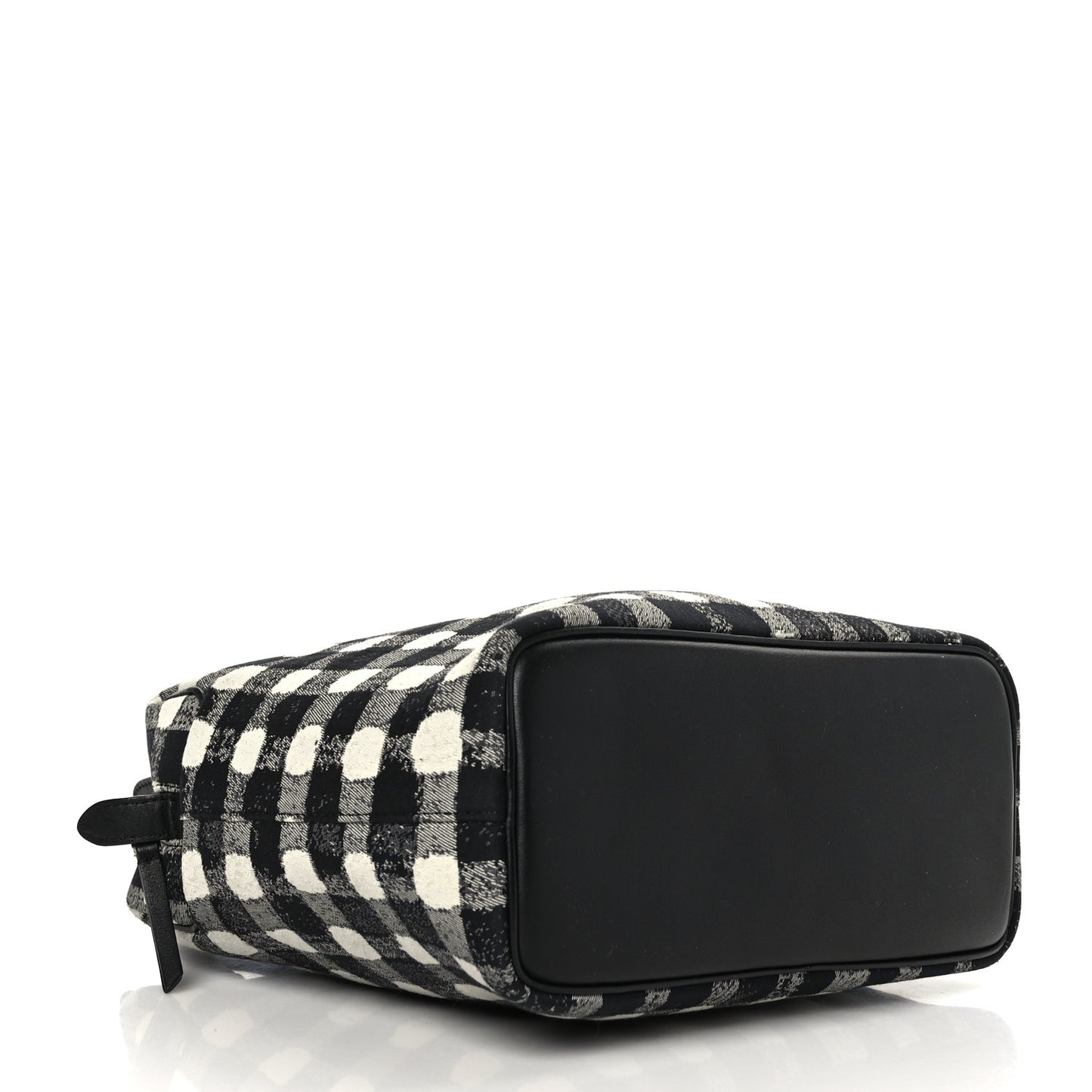 Canvas Calfskin Small Soft Cube Satchel Black White
