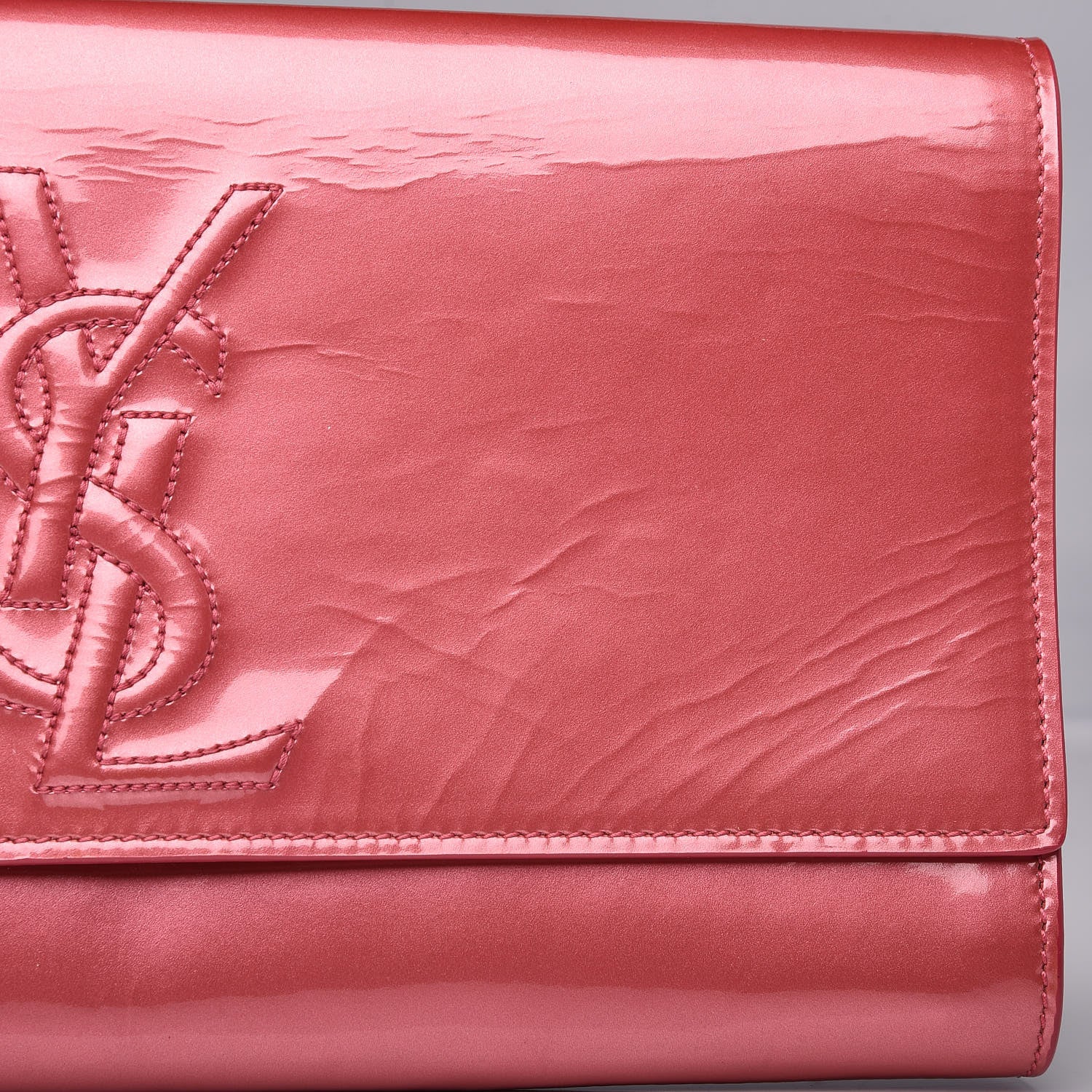 Saint Laurent Patent Large Belle De Jour Clutch Pink 8 of 14