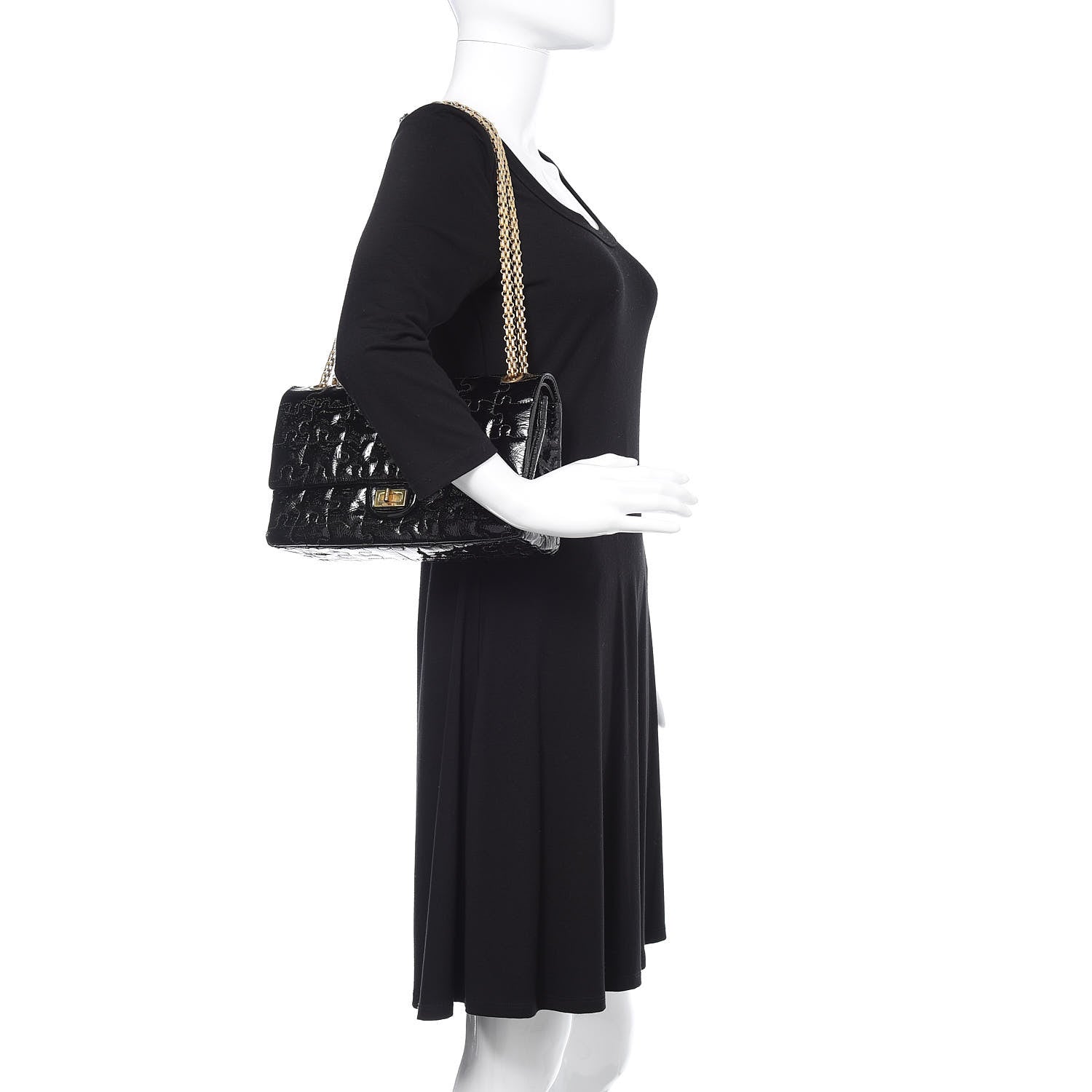 Chanel Crackled Patent Calfskin Puzzle 2.55 Reissue 226 Flap Black 2 of 13