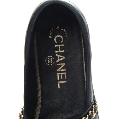 Chanel Lambskin Quilted CC Chain Espadrilles 37 Black 6 of 9