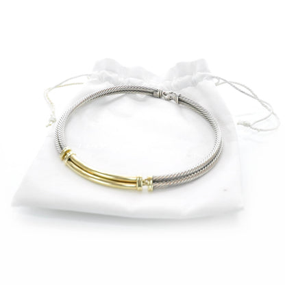 David Yurman Sterling Silver 14K Yellow Gold Double Metro Cable Necklace 4 of 7