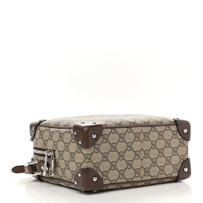 Gucci GG Supreme Monogram Textured Calfskin Square Messenger Bag Beige Ebony New Acero 4 of 9