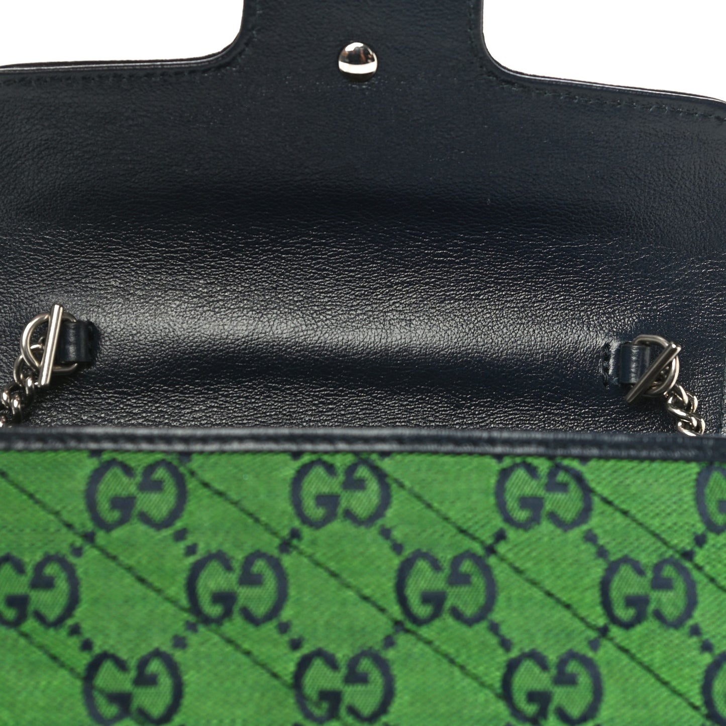 Monogram Multicolor Matelasse Diagonal Super Mini GG Marmont Shoulder Bag Green Blue