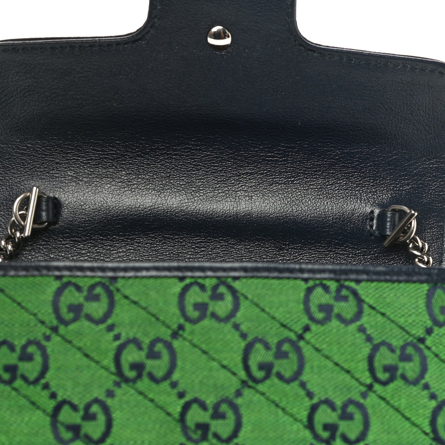 Gucci Monogram Multicolor Matelasse Diagonal Super Mini GG Marmont Shoulder Bag Green Blue 10 of 10
