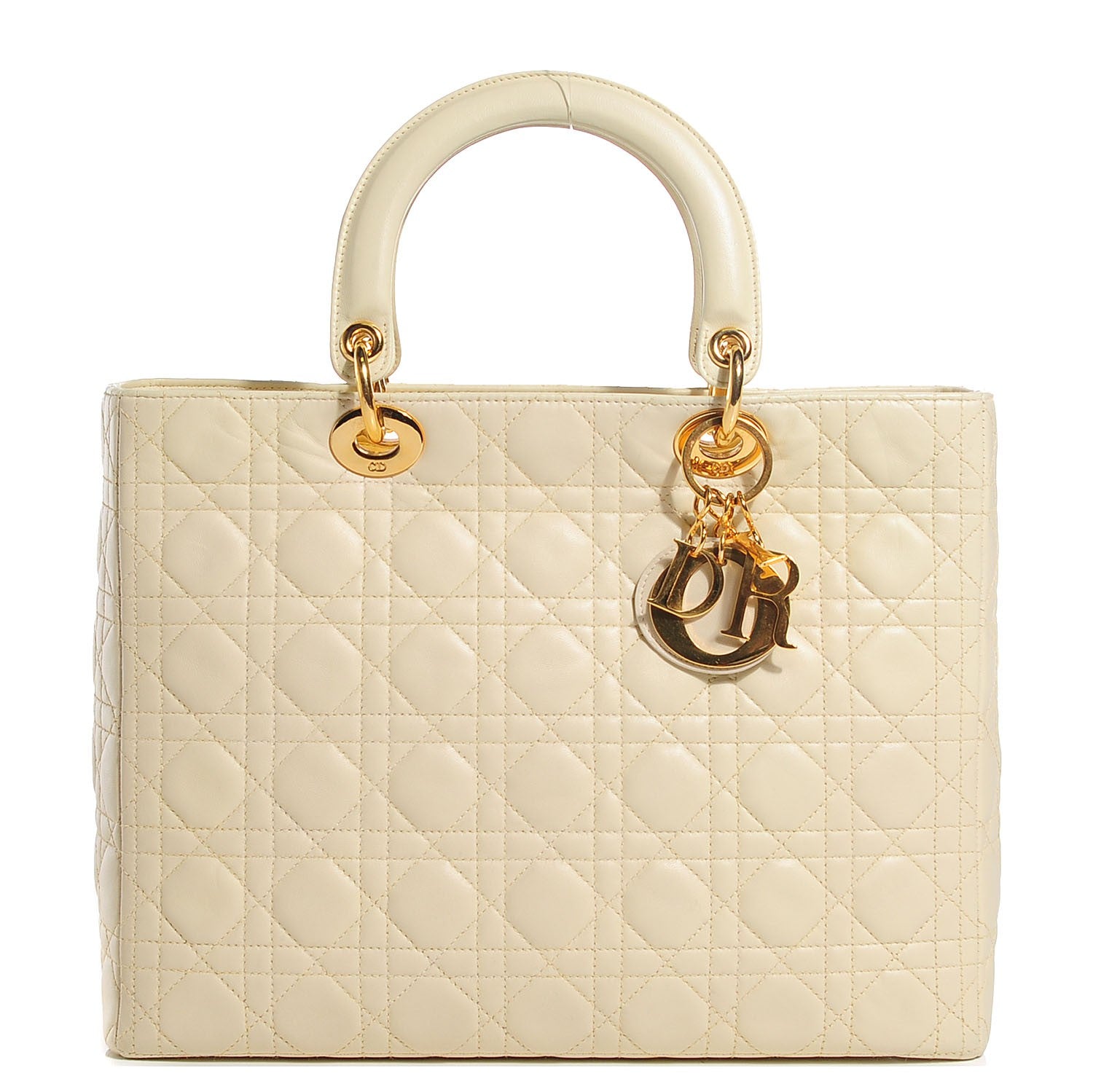 Christian Dior Lambskin Cannage Large Lady Dior Beige 1 of 8