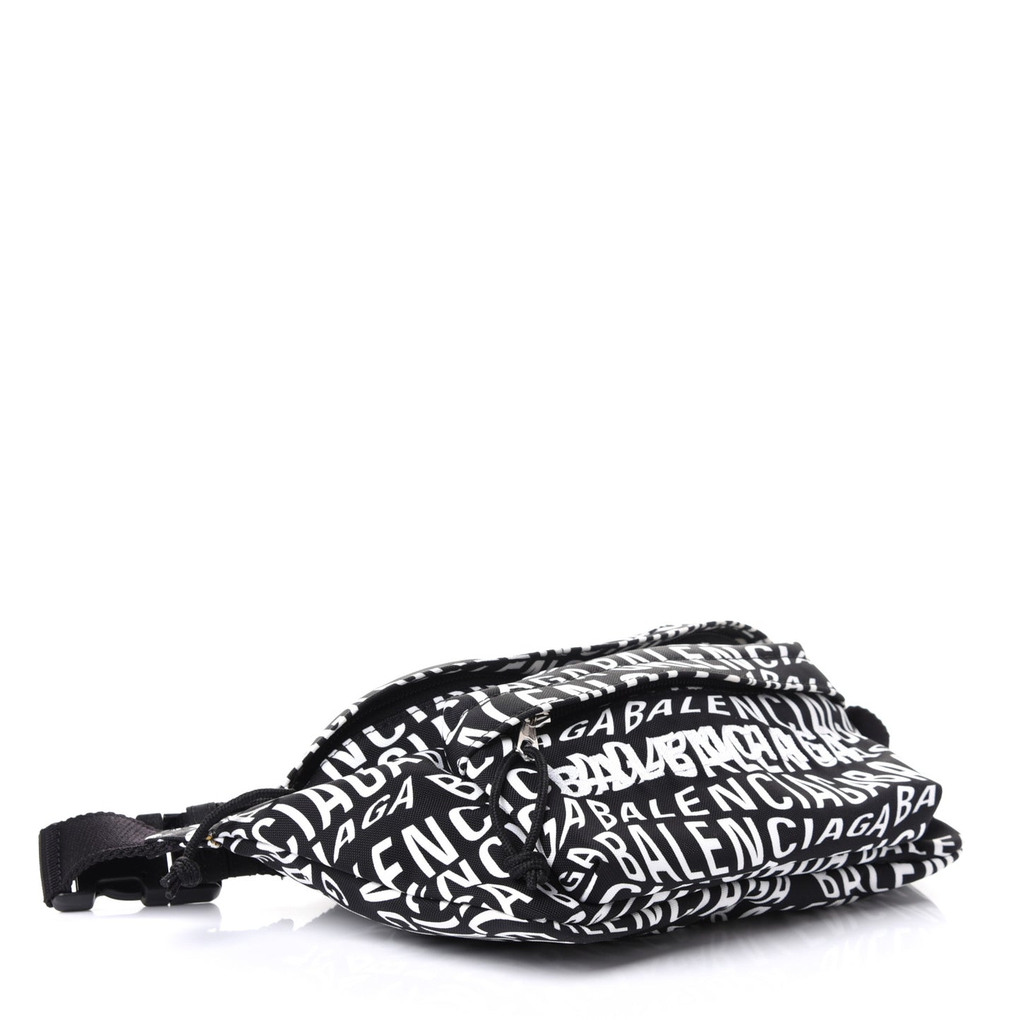 Nylon Wave Logo Print Wheel Beltpack Black White