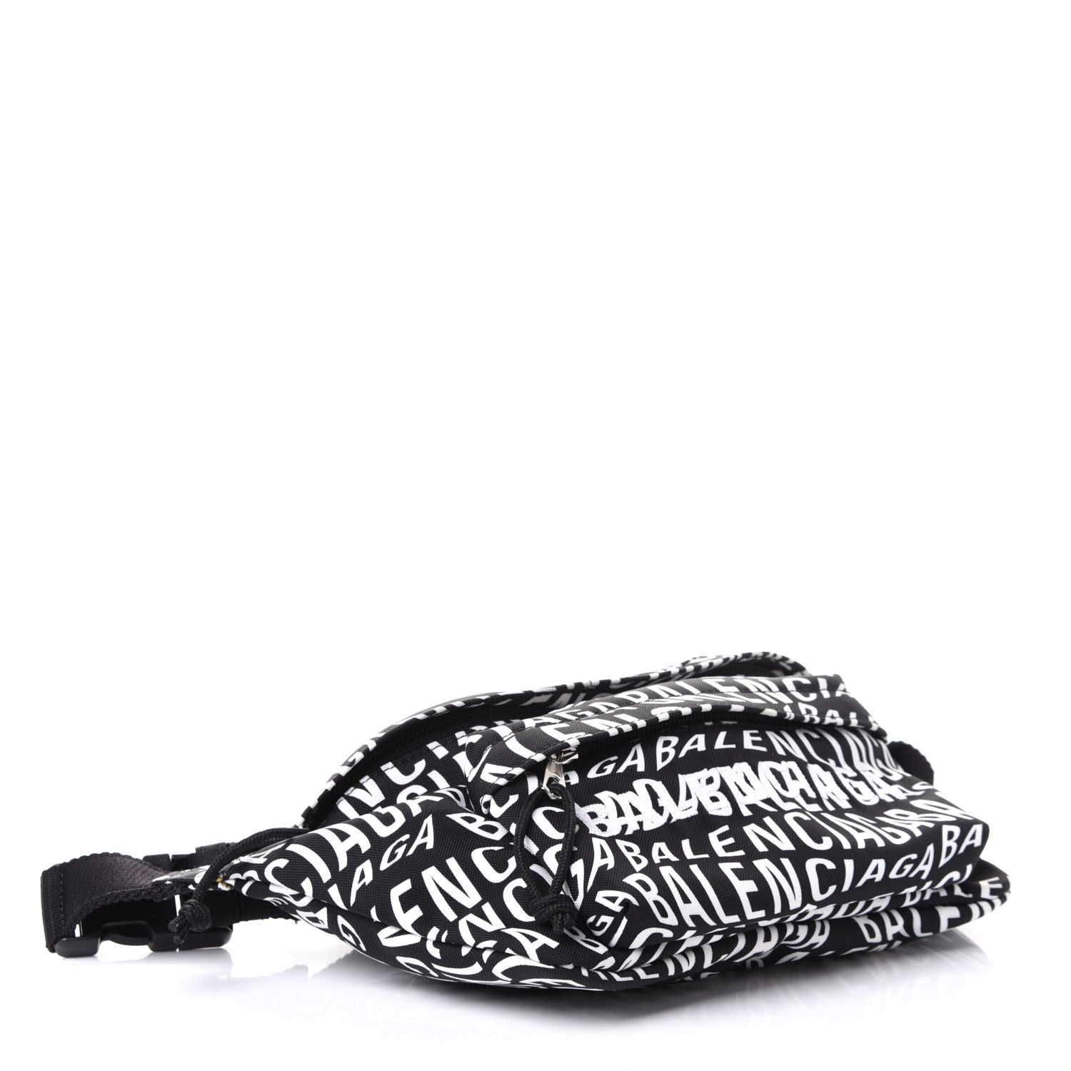 Balenciaga Nylon Wave Logo Print Wheel Beltpack Black White 3 of 4