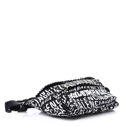 Balenciaga Nylon Wave Logo Print Wheel Beltpack Black White 3 of 4