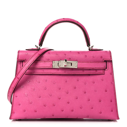 Hermes Ostrich Kelly Sellier Mini 20 Rose Pourpre 1 of 10