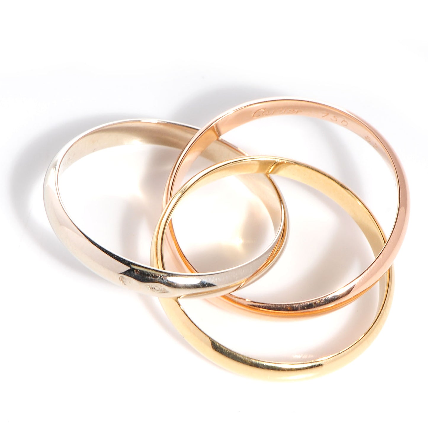 18k Pink Yellow White Gold 2.9mm Trinity Ring 52 US 6