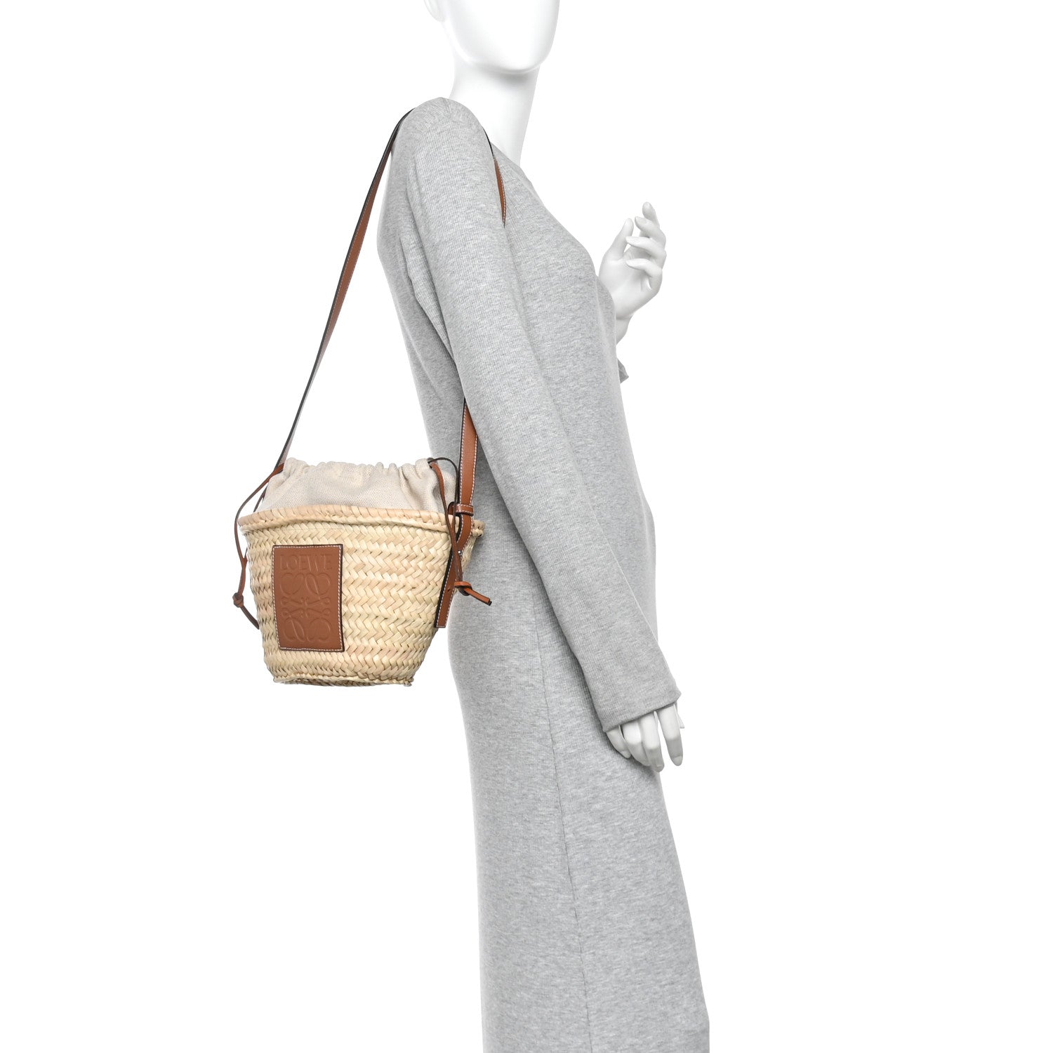 Loewe Raffia Drawstring Basket Tote Bag Natural Tan 2 of 9