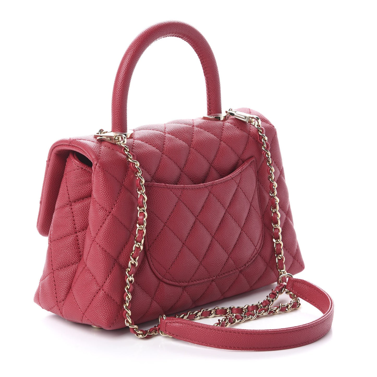 Caviar Quilted Mini Coco Handle Flap Dark Pink