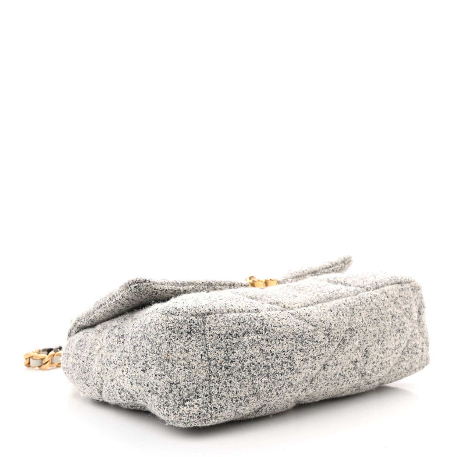 Chanel Tweed Quilted Large Chanel 19 Flap Grey Ecru 4 of 12