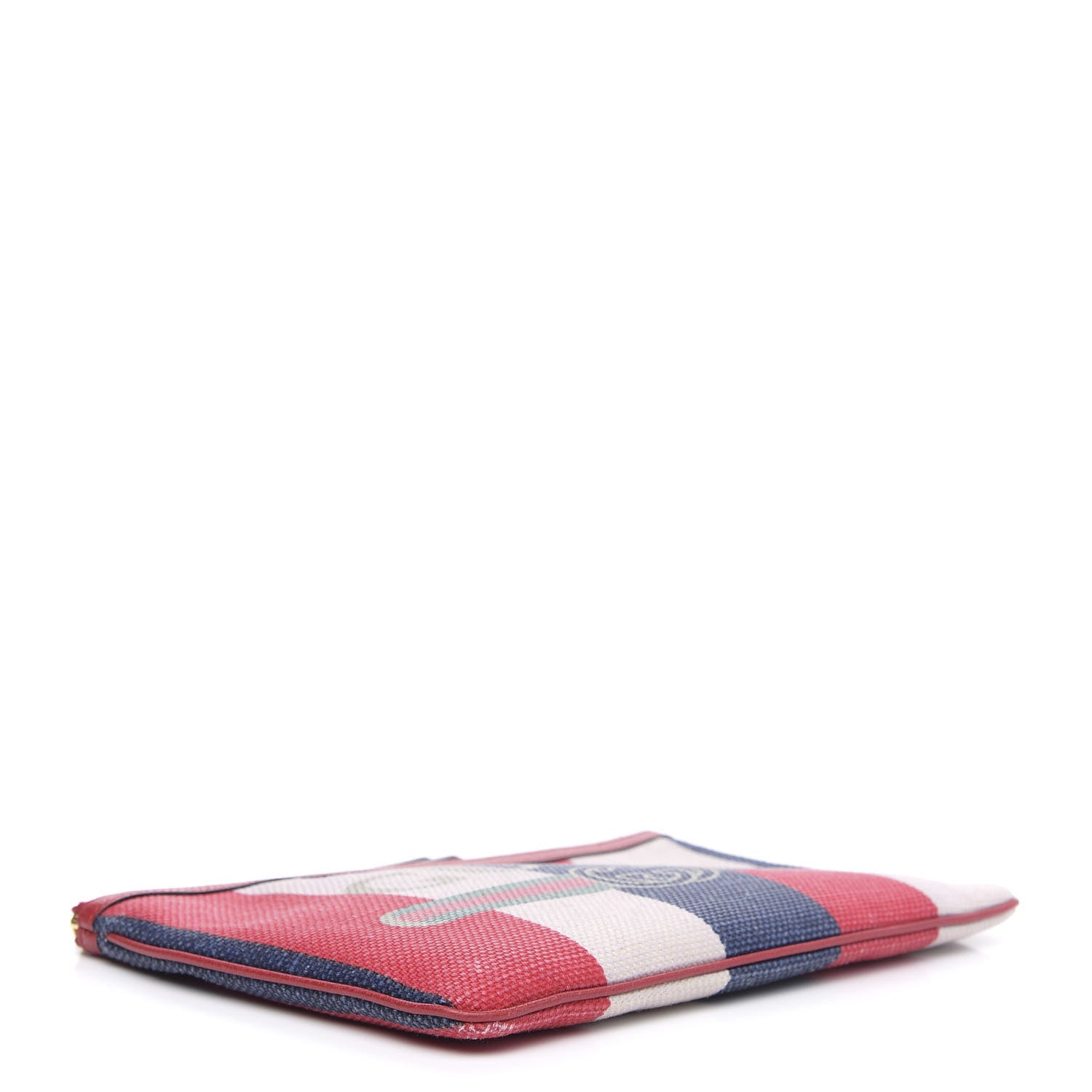 Gucci Canvas Sylvie Stripe Logo Zip Pouch Mystic White Hibiscus Red Maritime 4 of 14