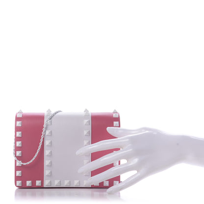 Valentino Garavani Vitello Colorblock Free Rockstud Wallet on Chain Shadow Pink Optic White 2 of 11