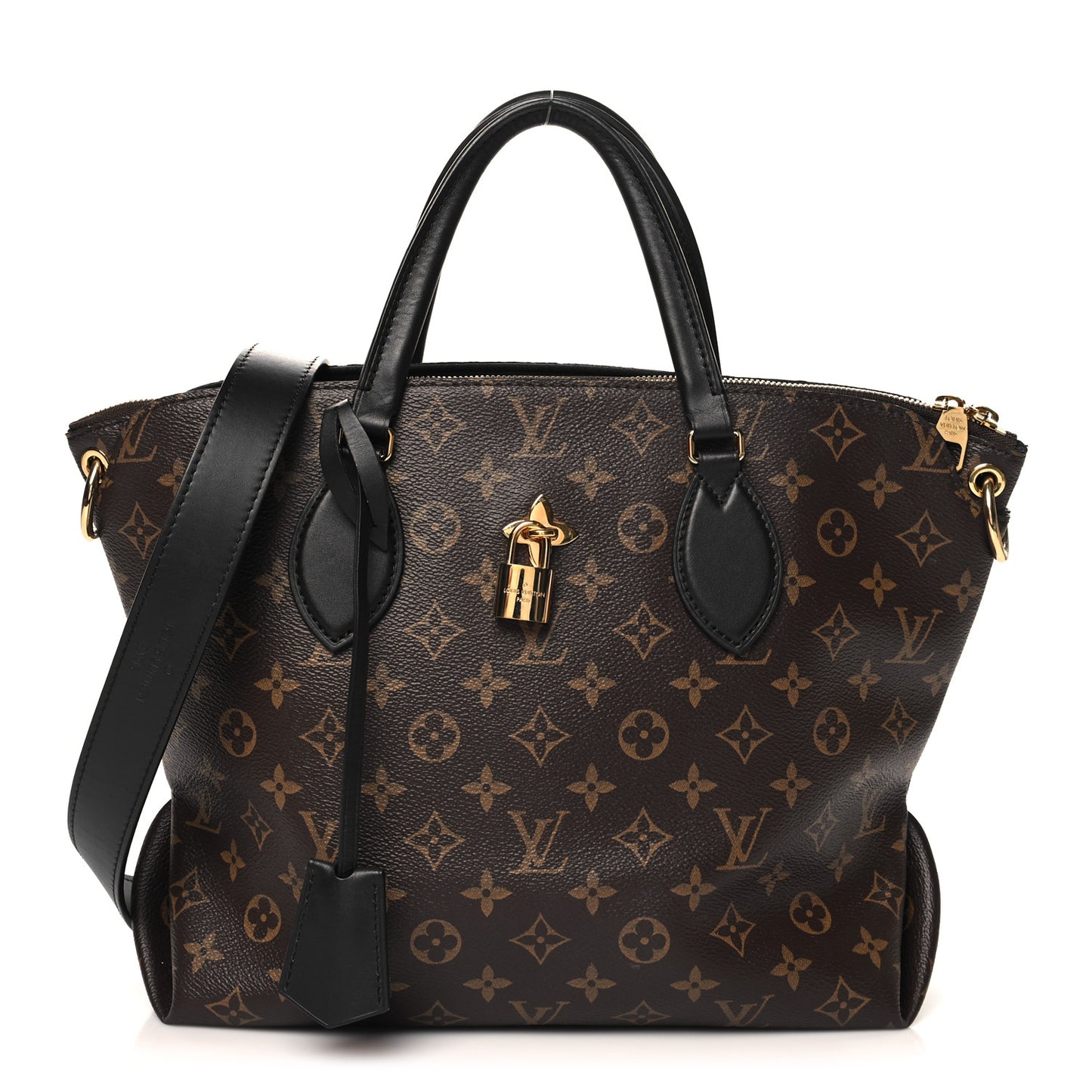 Monogram Flower Zipped Tote MM Black