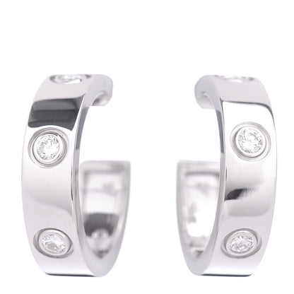 Cartier 18K White Gold 6 Diamond 5.5mm LOVE Hoop Earrings 1 of 4