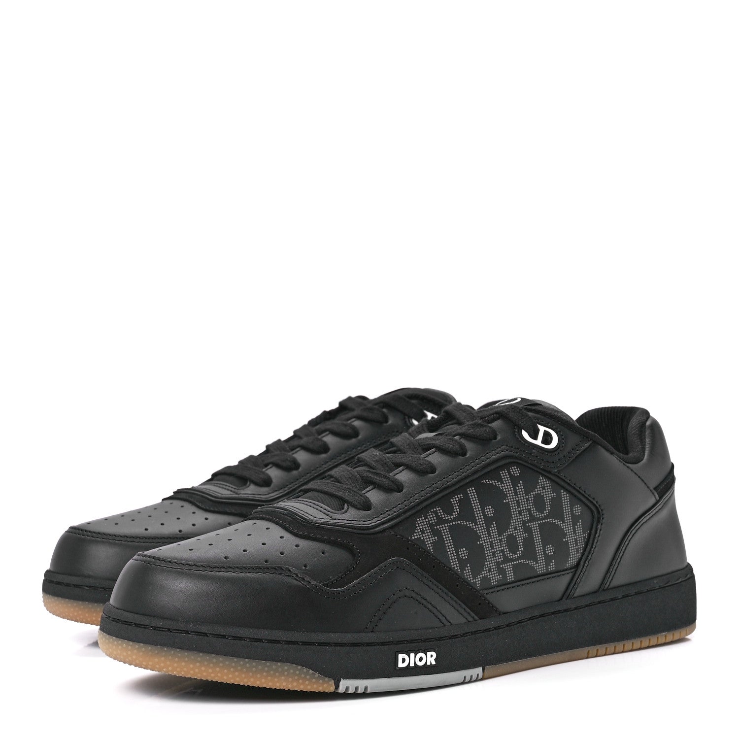Christian Dior Smooth Calfskin Oblique Galaxy Mens B27 Low Top Sneakers 43 Black Beige 3 of 8