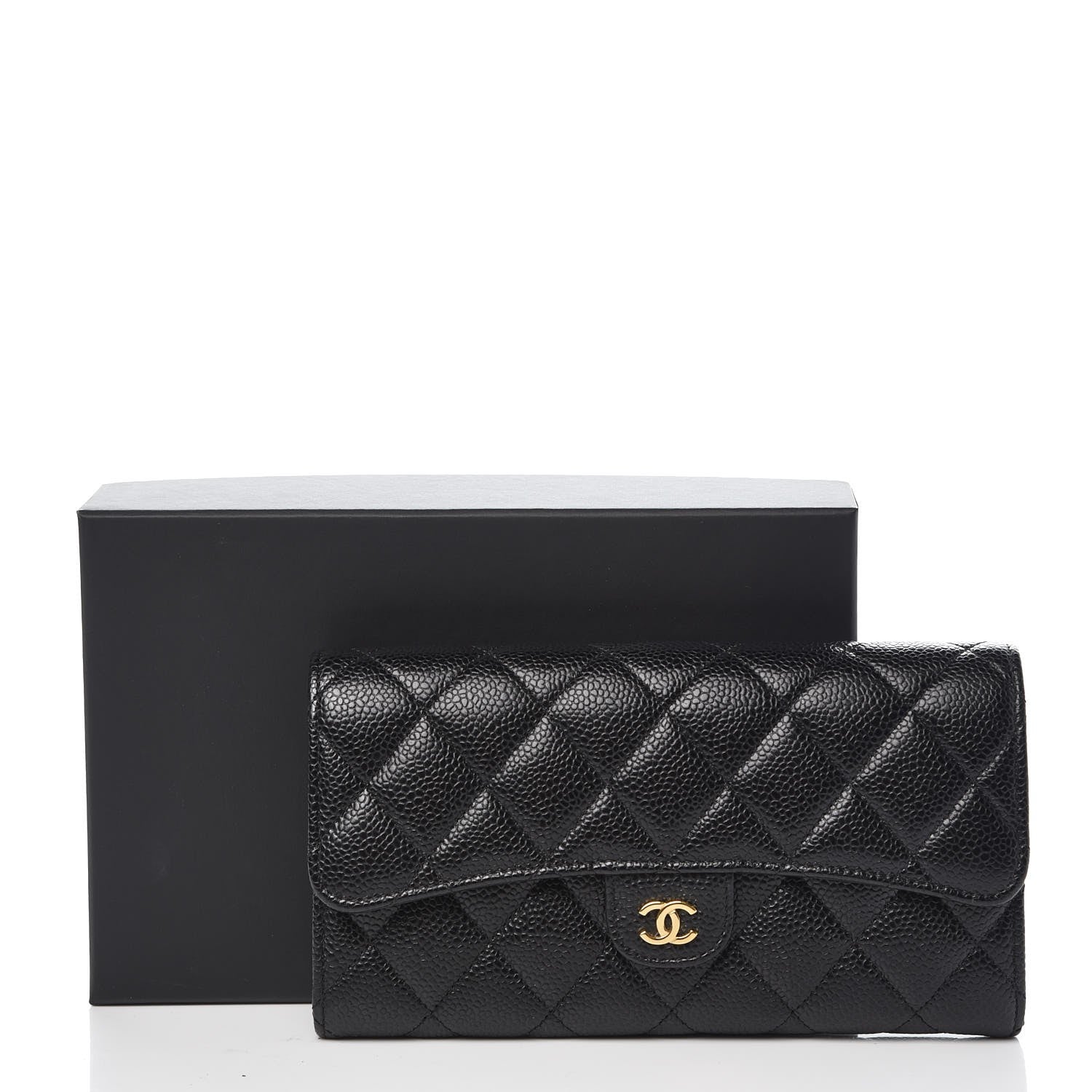 Chanel Caviar Quilted Large Gusset Flap Wallet Black 9 of 9