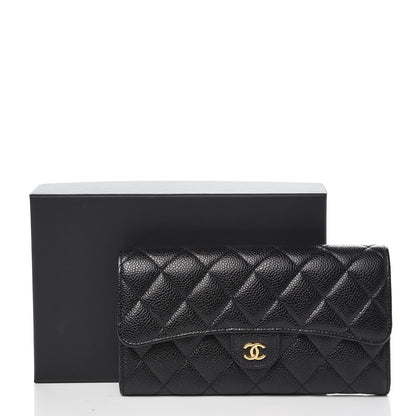 Chanel Caviar Quilted Large Gusset Flap Wallet Black 9 of 9