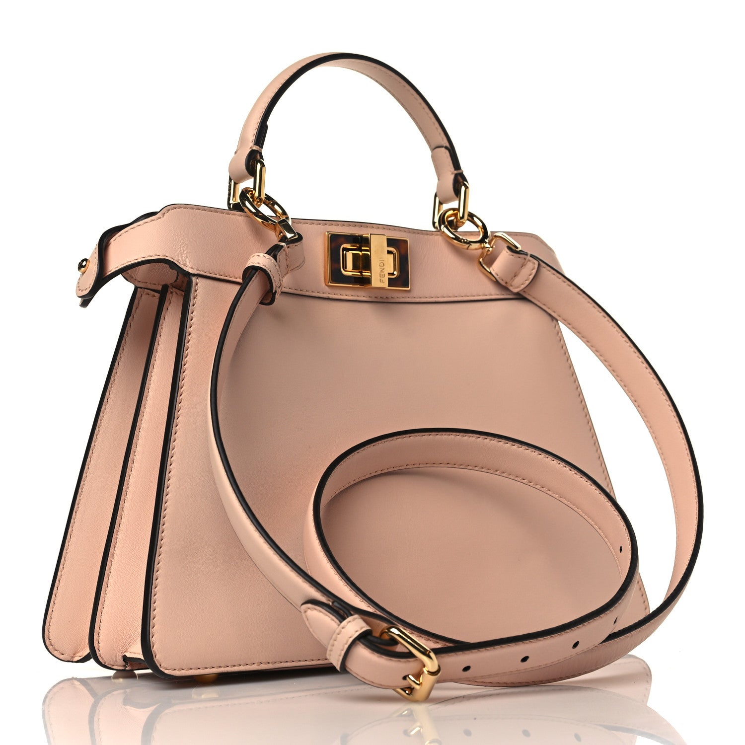 Fendi Vitello Seta Shiny Nappa Plexiglass Small Peekaboo I SEE U Satchel Light Rose 3 of 9