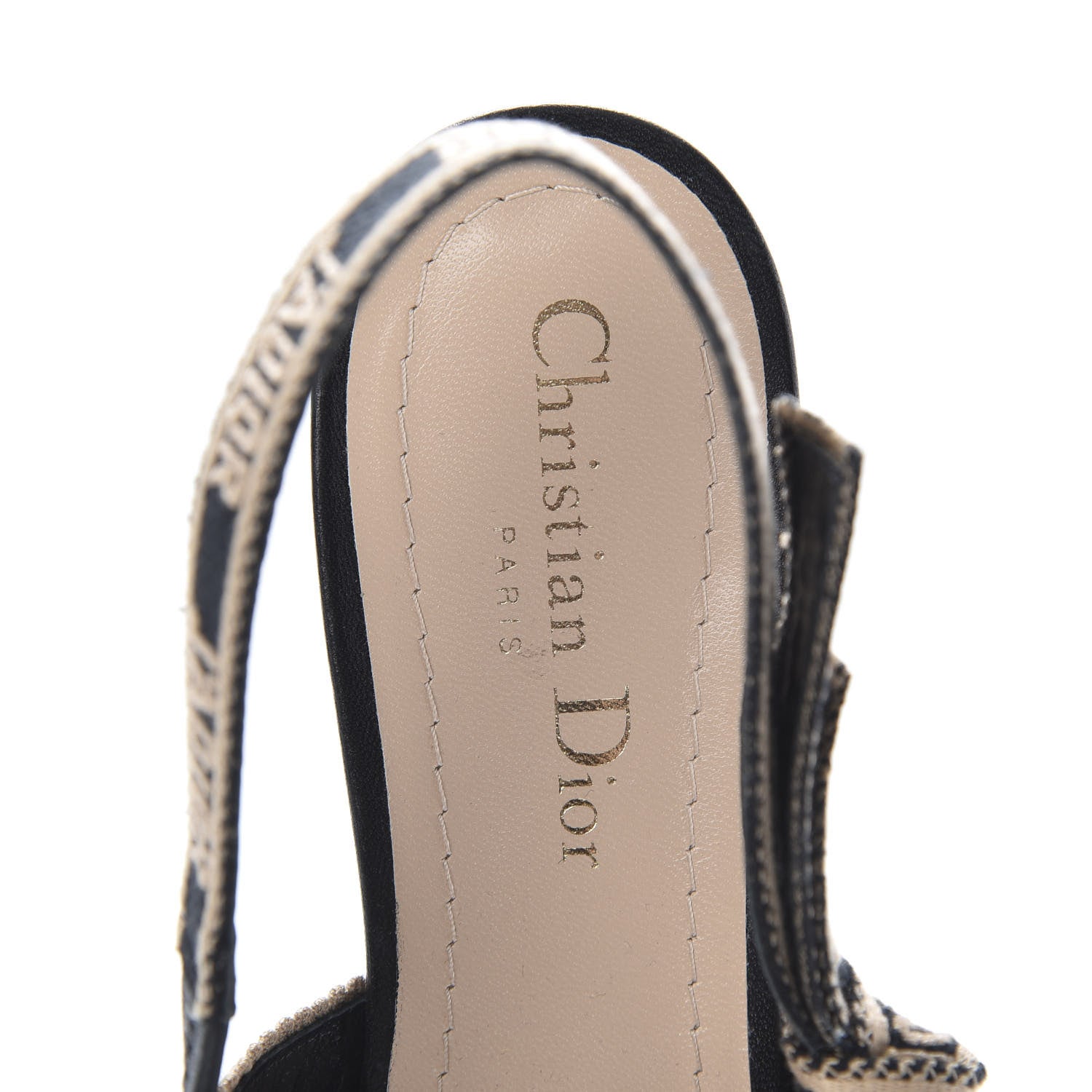 Christian Dior Cotton Ribbon Check'N'Dior J'Adior Slingback Ballet Flats 38 Black Beige 6 of 11