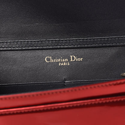 Christian Dior Metallic Patent Micro-Cannage Diorama Wallet on Chain Pouch Red 5 of 11