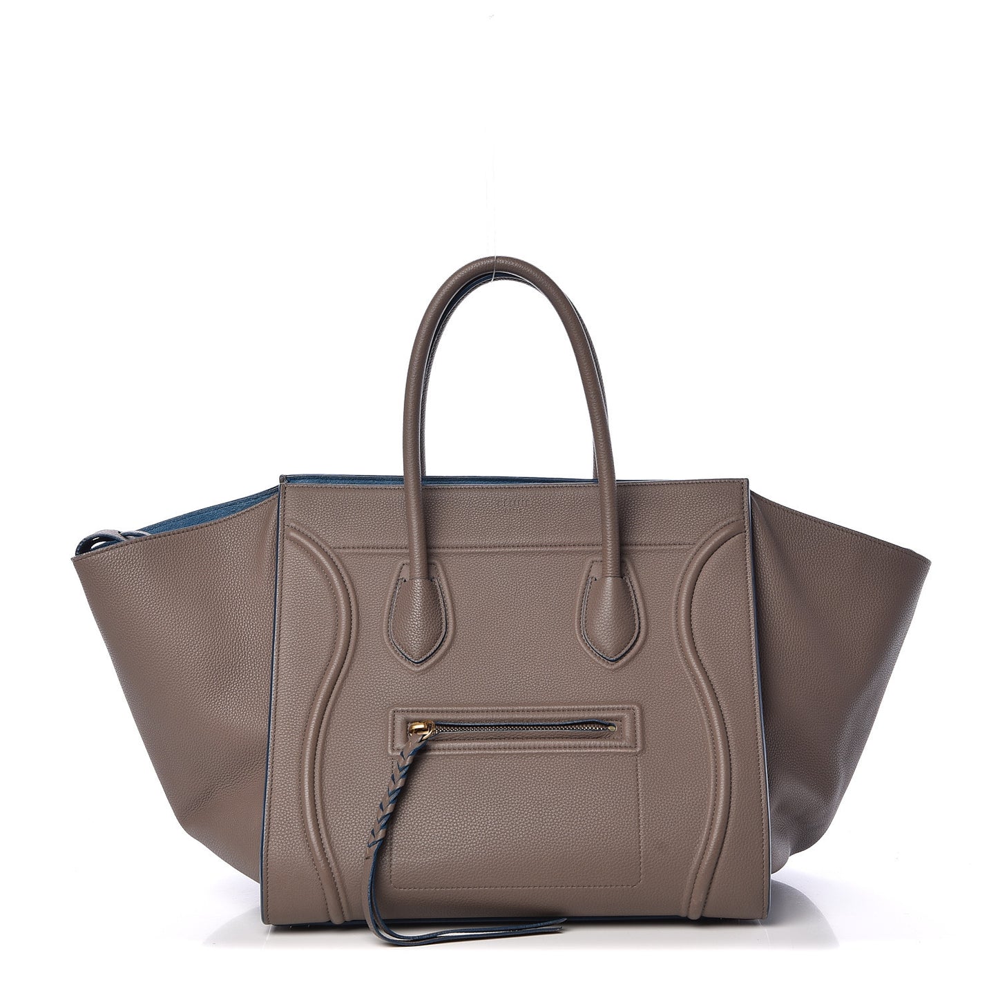 Supple Calfskin Medium Phantom Luggage Khaki Cobalt Trim