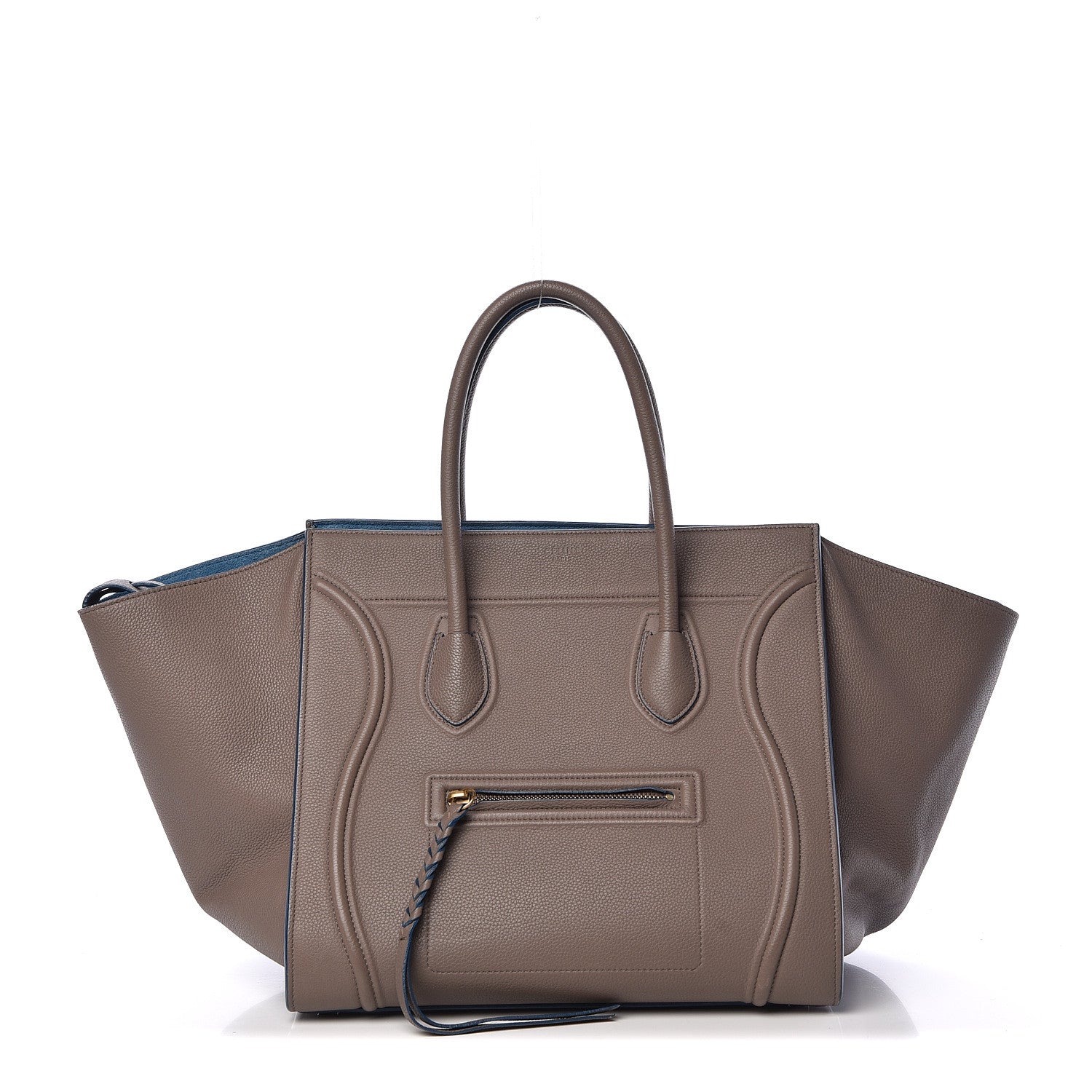 Celine Supple Calfskin Medium Phantom Luggage Khaki Cobalt Trim 1 of 11