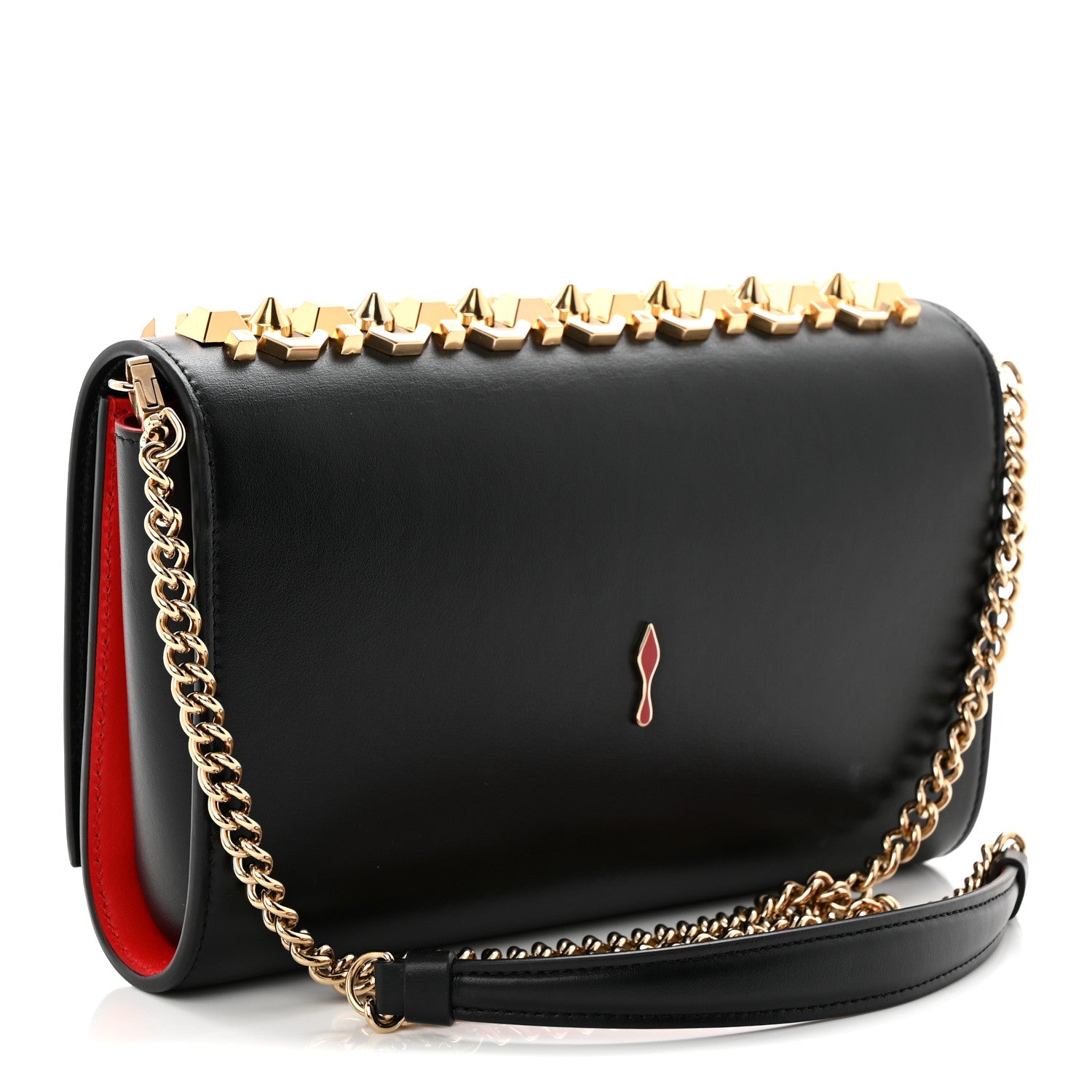 Christian Louboutin Calfskin Spikes Empire Paloma Clutch Black 3 of 12