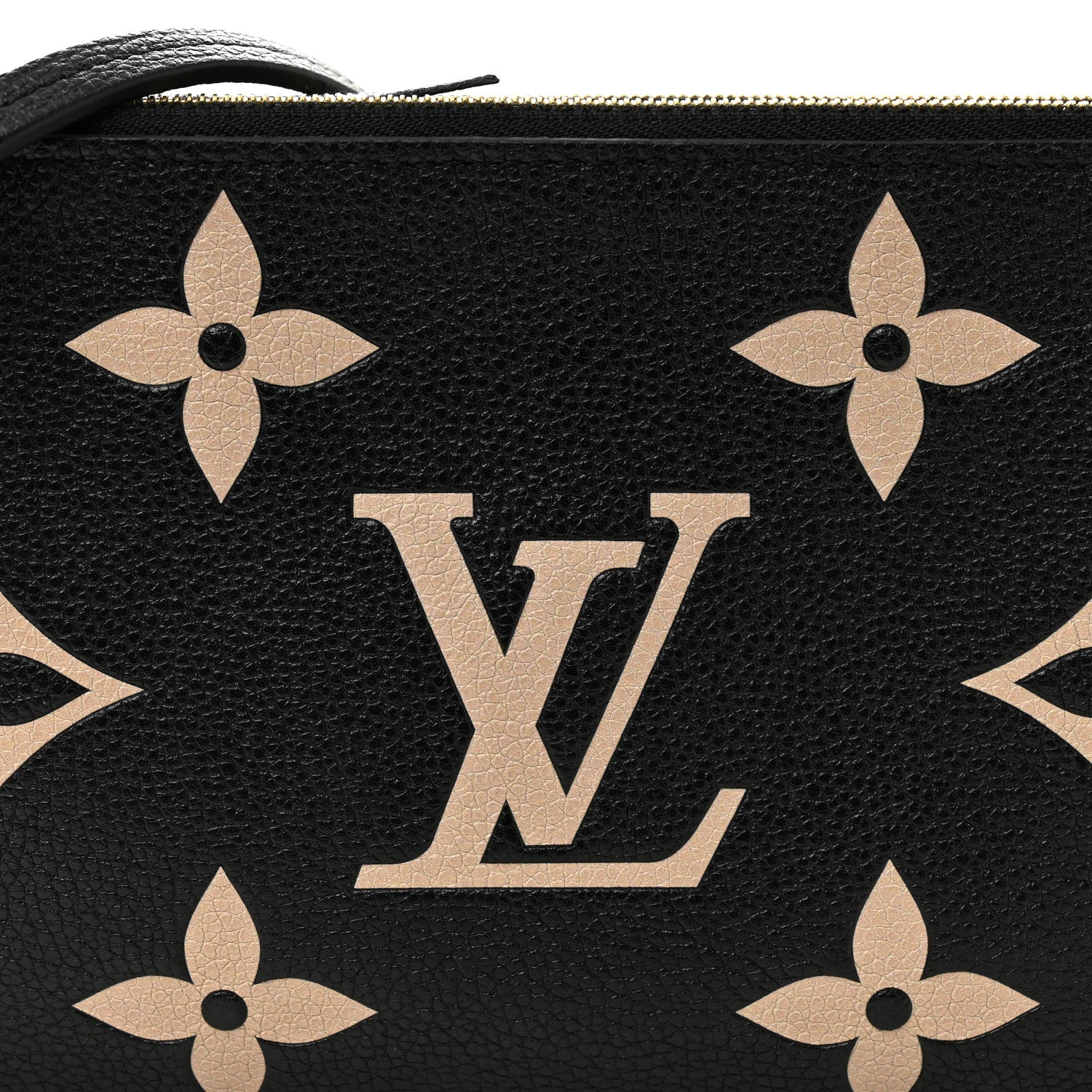 Louis Vuitton Empreinte Monogram Giant Double Zip Pochette Black Cream 8 of 10